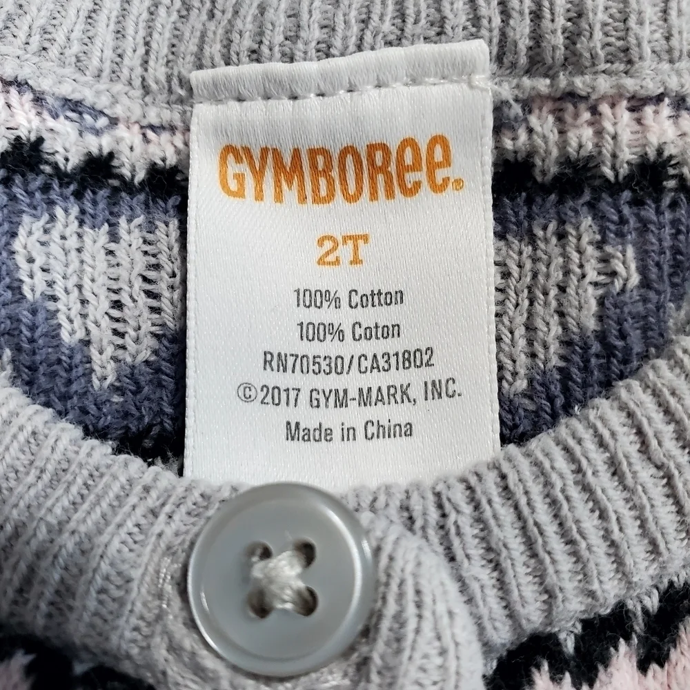 K1185 * Gymboree Girls Button Down Cardigan Blue Grey Pink Size 2T
